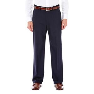 J.M. Haggar Men's Navy Stretch Classic Fit Flat Front Suit Pant Size 42W 29L